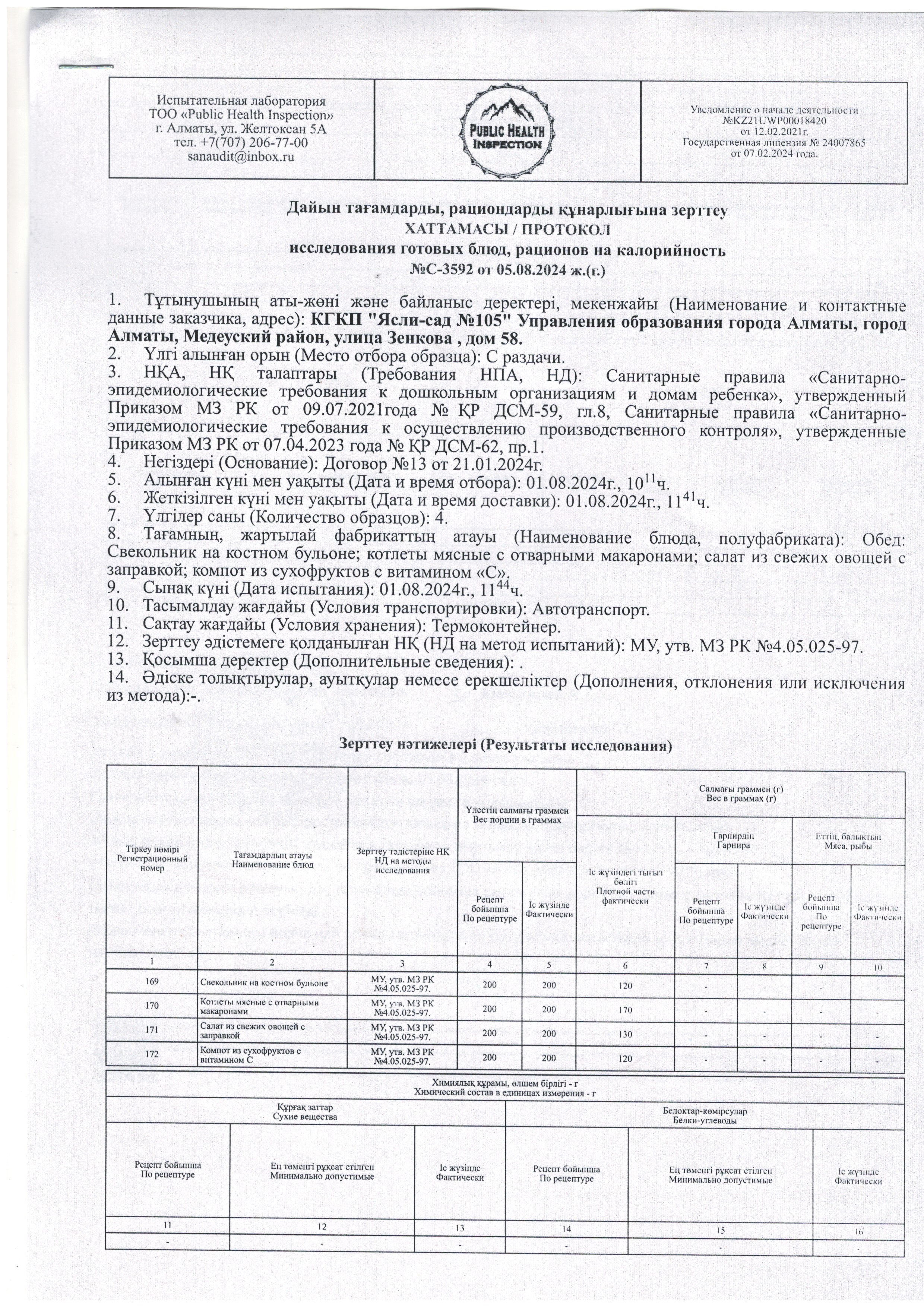 Лабораториялық зерттеулер , екінші жарты жылдық 2024 ж
